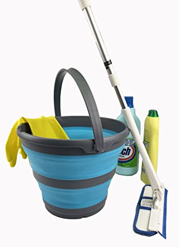 SAMMART 10L zusammenklappbarer Kunststoffeimer – Faltbare runde Wanne – tragbarer Angelwassereimer – platzsparender Outdoor-Wassertopf, Größe 33 cm Durchmesser