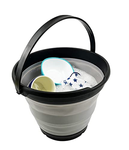 SAMMART 10L zusammenklappbarer Kunststoffeimer – Faltbare runde Wanne – tragbarer Wassereimer zum Angeln – platzsparend. Größe 31 cm Durchmesser