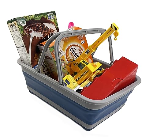 SAMMART Combo Zusammenklappbares Spülset, Eimer, Abtropfgestell, Geschirrwanne und Wäschekorb mit Griff – platzsparend, Camping-Set
