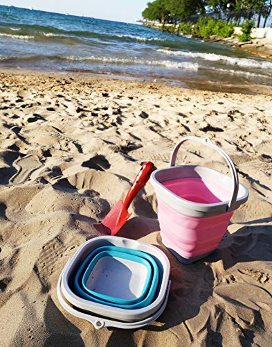 SAMMART 2,6L Super Mini quadratischer zusammenklappbarer Plastikeimer - Faltbare quadratische Wanne - tragbarer Angelwassereimer - platzsparender Wassertopf im Freien