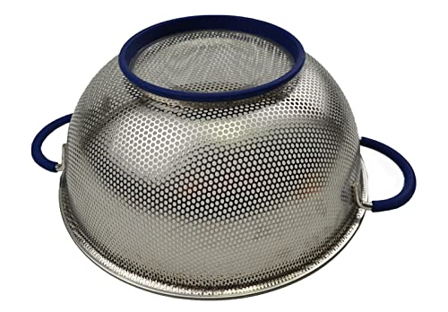 SAMMART 25 cm Sieb aus mikroperforiertem Edelstahlblech mit Silikongriff – Sieb für Nudeln, Nudeln und Obst
