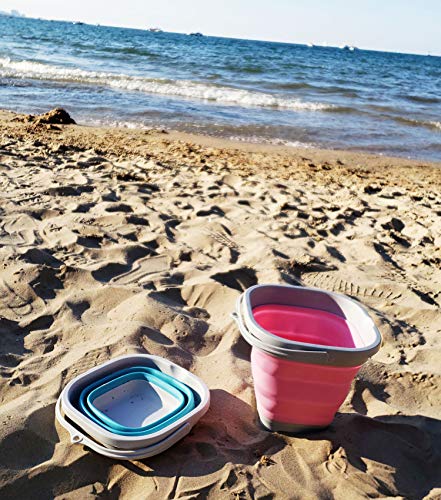 SAMMART 2,6L Super Mini quadratischer zusammenklappbarer Plastikeimer - Faltbare quadratische Wanne - tragbarer Angelwassereimer - platzsparender Wassertopf im Freien