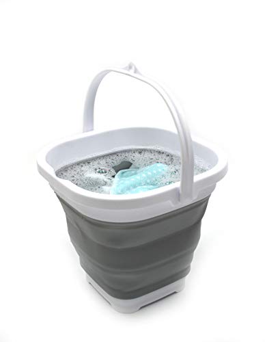 SAMMART 2.6L Super Mini Square Faltbarer Plastikeimer - Faltbare quadratische Wanne - tragbarer Wassereimer zum Fischen - platzsparender Outdoor-Wassertopf