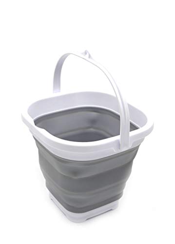 SAMMART 2.6L Super Mini Square Faltbarer Plastikeimer - Faltbare quadratische Wanne - tragbarer Wassereimer zum Fischen - platzsparender Outdoor-Wassertopf