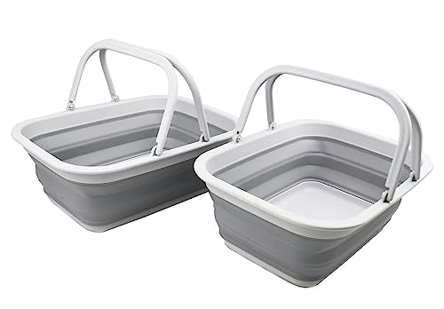 SAMMART SAMMART 9,2 l faltbare Wanne mit Griff – tragbarer Picknickkorb für den Außenbereich – faltbare Einkaufstasche – platzsparender Aufbewahrungsbehälter