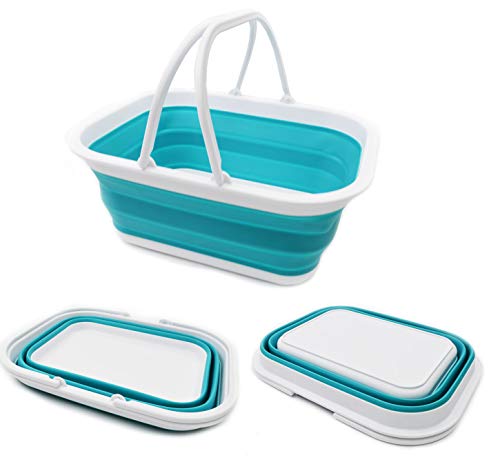 SAMMART 15,5 l Faltbare Wanne mit Griff – tragbarer Picknickkorb/-Krater – Faltbare Einkaufstasche – platzsparende Aufbewahrungsbox