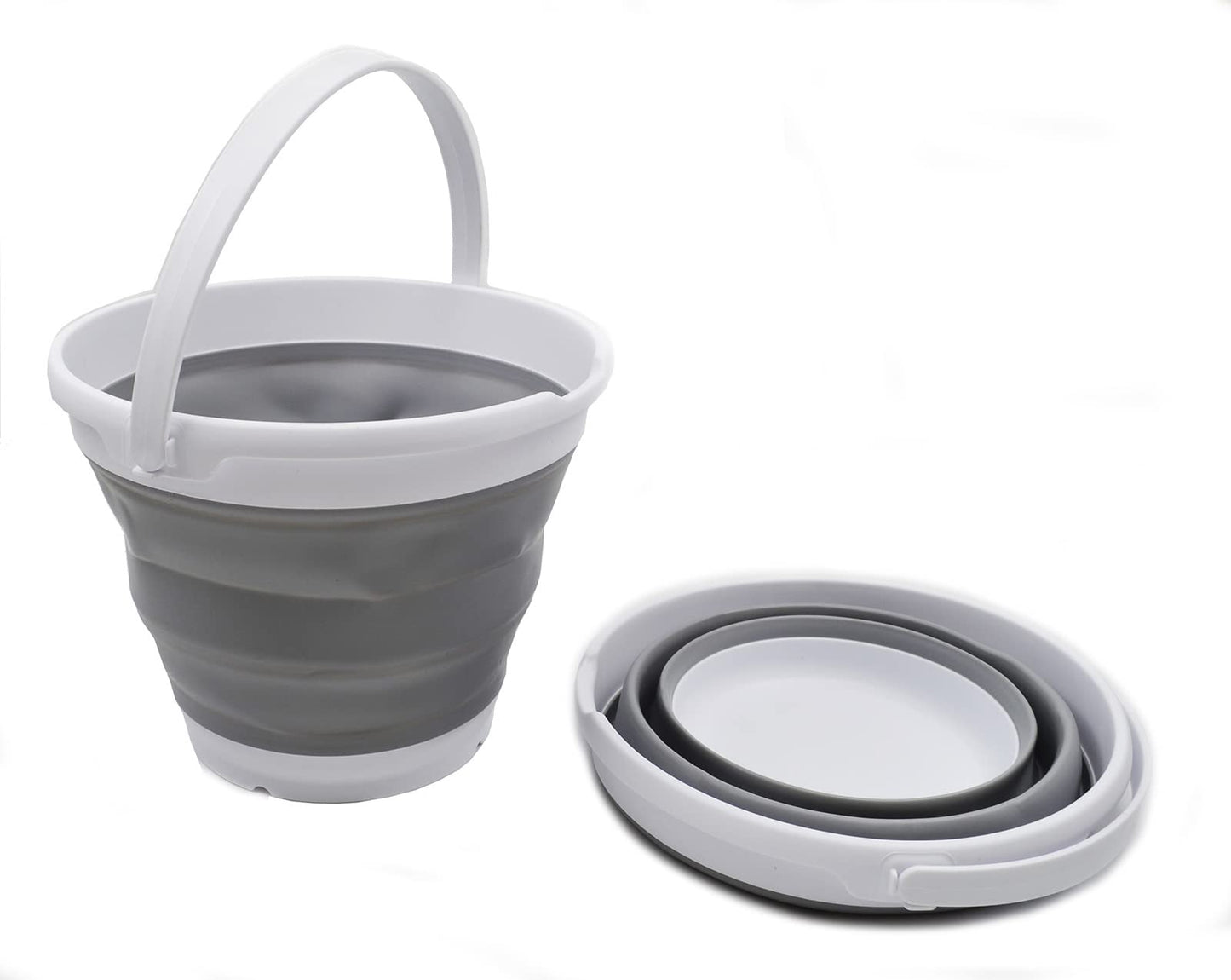 SAMMART 10L zusammenklappbarer Kunststoffeimer (weiß/grau)