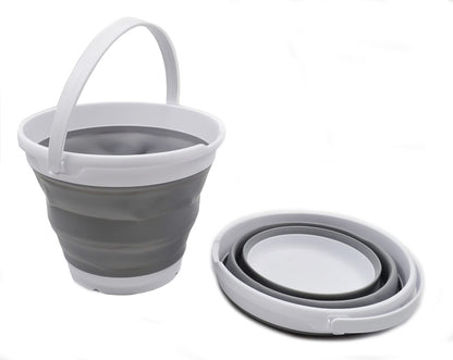 SAMMART 10L zusammenklappbarer Kunststoffeimer (weiß/grau)