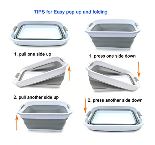 SAMMART 2er-Set Faltbarer Kunststoff-Wäschekorb - Faltbarer Pop-up-Aufbewahrungsbehälter/Organizer - Tragbare Waschwanne - Platzsparender Korb/Korb