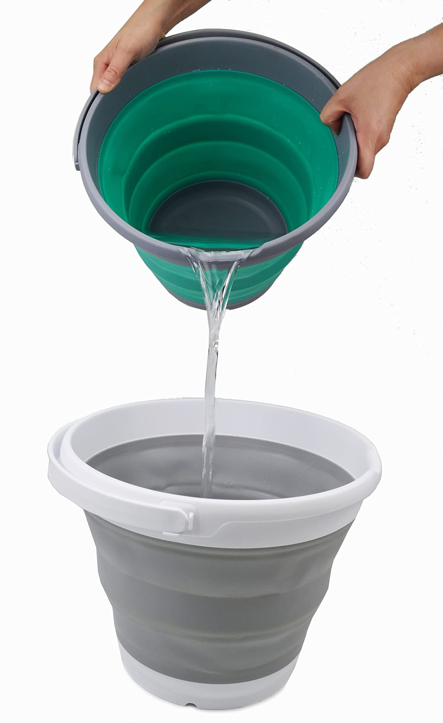 SAMMART 10L zusammenklappbarer Kunststoffeimer (weiß/grau)