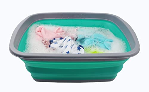 SAMMART 10L Set mit 2 zusammenklappbaren Wannen – Faltbare Geschirrwanne – tragbares Waschbecken – platzsparende Kunststoff-Waschwanne