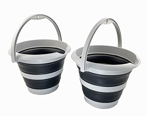 SAMMART 5L zusammenklappbarer Kunststoffeimer – Faltbare runde Wanne – tragbarer Wassereimer zum Angeln – platzsparender Wassertopf für den Außenbereich