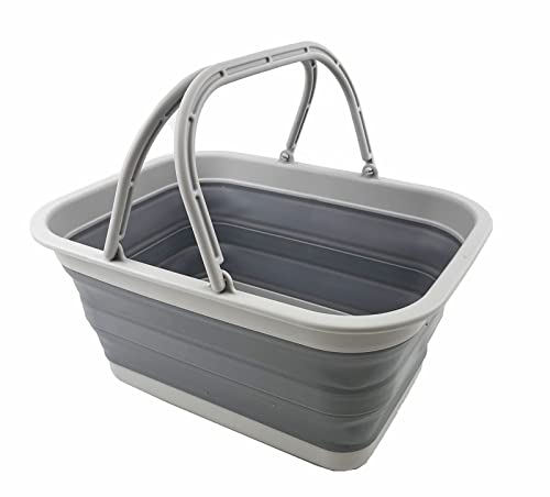 SAMMART 12L zusammenklappbare Wanne mit Griff – Tragbarer Outdoor-Picknickkorb/Krater – Faltbare Einkaufstasche – Platzsparender Aufbewahrungsbehälter