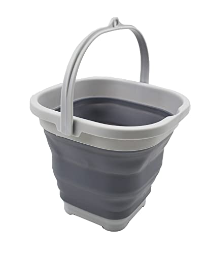 'SAMMART 2,6 l Super Mini Quadratischer Faltbarer Kunststoffeimer – Faltbare quadratische Wanne – Tragbarer Angelwassereimer – Platzsparender Outdoor-Wassertopf