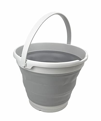 SAMMART 10L zusammenklappbarer Kunststoffeimer – Faltbare runde Wanne – tragbarer Wassereimer zum Angeln – platzsparender Wassertopf für den Außenbereich. Größe 31 cm Durchmesser