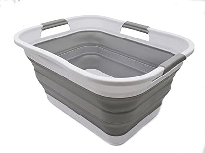 SAMMART 30L Faltbarer Wäschekorb aus Kunststoff – Faltbarer Pop-Up-Aufbewahrungsbehälter – Tragbare Waschwanne – Pop Up Platzsparender Korb/Korb - Wasserkapazität 24L