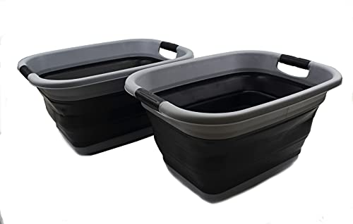 SAMMART 25L Zusammenklappbarer Wäschekorb/wanne - faltbarer Aufbewahrungsbehälter/Organizer-tragbarer Waschbehälter-platzsparender Korb-Kofferraum-Aufbewahrungsbox