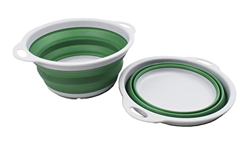 SAMMART 3-teiliges Küchenset – erweiterbares und zusammenklappbares Geschirrabtropfgestell und faltbares Sieb – tragbare/platzsparende Kunststoffwanne