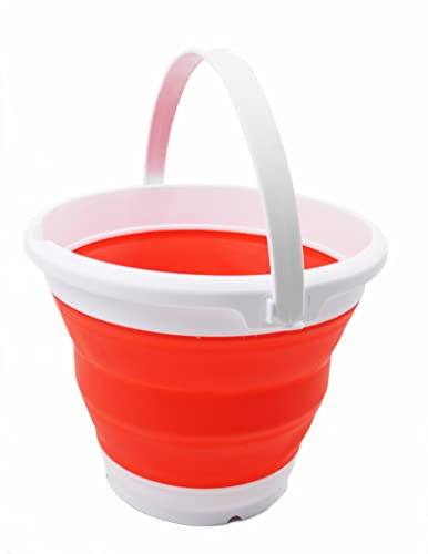 SAMMART 5,5 l zusammenklappbarer Kunststoffeimer – faltbare runde Wanne – tragbarer Wassereimer zum Angeln – platzsparender Wassertopf für den Außenbereich
