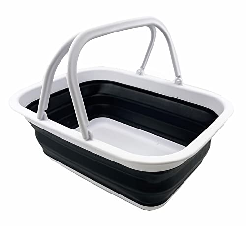 SAMMART 9,2 l zusammenklappbare Wanne mit Griff – tragbarer Outdoor-Picknickkorb/Krater – Faltbare Einkaufstasche – platzsparender Aufbewahrungsbehälter