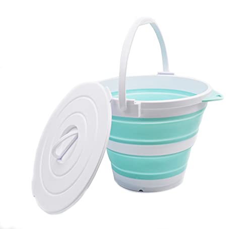 SAMMART 10 l Faltbarer Angeleimer mit Verriegelungsdeckel – tragbarer Kunststoff-Wassereimer – platzsparender Outdoor-Wassertopf – Kofferraum-Organizer für alle Arten von Fahrzeugen