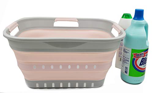 SAMMART Faltbarer Super Mini-Wäschekorb aus Kunststoff, mit 3 Griffen, 19 l, faltbar, Pop-Up-Aufbewahrungsbehälter/Organizer, platzsparender Wäschekorb