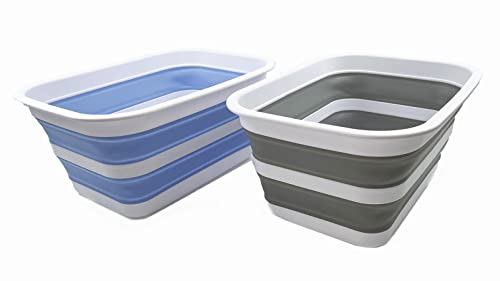 SAMMART 12L zusammenklappbare Wanne – tragbares Picknick-Tablett für den Außenbereich – tragbares Waschbecken – platzsparende Kunststoff-Waschwanne