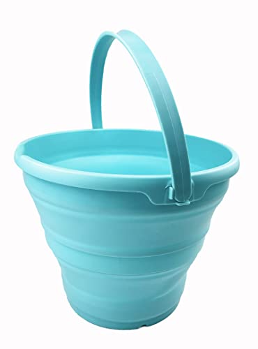 SAMMART 10L zusammenklappbarer Kunststoffeimer – Faltbare runde Wanne – tragbarer Wassereimer zum Angeln – platzsparender Wassertopf für den Außenbereich