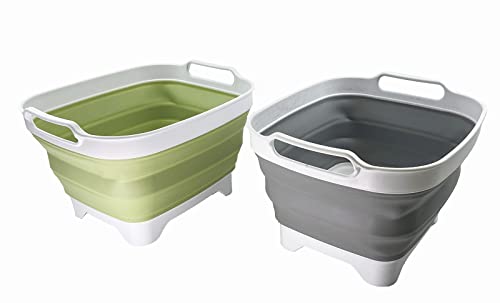 SAMMART 7,5 l zusammenklappbare Geschirrpfanne mit Ablassschraube – faltbares Waschbecken – tragbare Geschirrspülwanne – platzsparendes Küchenablage