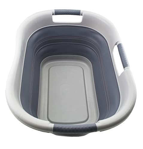 SAMMART Wäschekorb, faltbar, Kunststoff, 30 l, faltbar, Pop-Up-Aufbewahrungsbehälter/Organizer – tragbare Waschwanne – platzsparender Wäschekorb