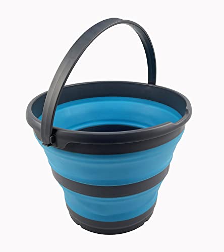 SAMMART 10L zusammenklappbarer Kunststoffeimer – Faltbare runde Wanne – tragbarer Angelwassereimer – platzsparender Outdoor-Wassertopf, Größe 33 cm Durchmesser