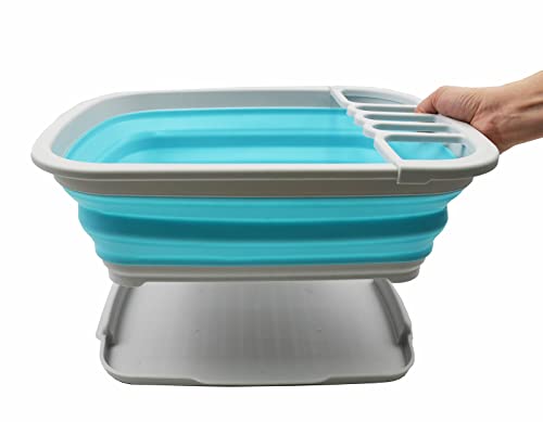 SAMMART 8L faltbares Abtropfgestell mit Abtropffläche – zusammenklappbares Wäscheständer-Set – tragbares Geschirr – platzsparende Pop-Up-Aufbewahrung in der Küche