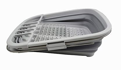 SAMMART 8L erweiterbarer und zusammenklappbarer Geschirrabtropfer – Faltbarer Wäscheständer – tragbarer Geschirr-Organizer – platzsparende Küchenablage