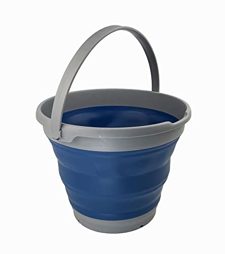 SAMMART 10L zusammenklappbarer Kunststoffeimer–Faltbare runde Wanne – tragbarer Wassereimer zum Angeln – platzsparender Wassertopf für den Außenbereich.