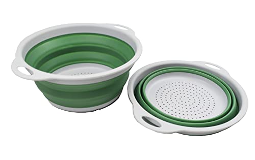 SAMMART 3-teiliges Küchenset – erweiterbares und zusammenklappbares Geschirrabtropfgestell und faltbares Sieb – tragbare/platzsparende Kunststoffwanne