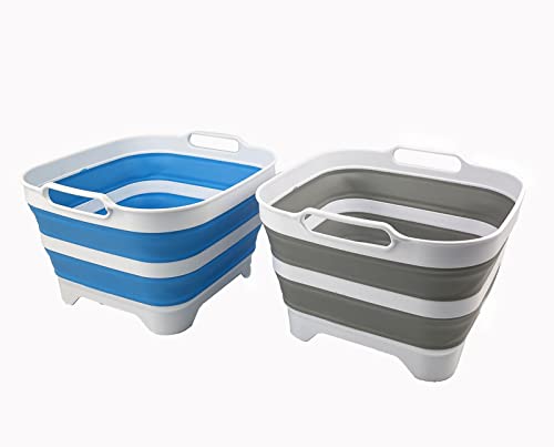 SAMMART 10 l zusammenklappbare Geschirrpfanne mit Abtropfstöpsel – faltbares Waschbecken – tragbare Geschirrwaschwanne – platzsparende Küchenaufbewahrung