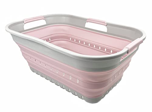 SAMMART 21L Super Mini Zusammenklappbarer Kunststoffkorb mit 3 Griffen – Faltbarer Pop-Up-Aufbewahrungsbehälter/Organizer – Platzsparender Geschenkkorb/Korb