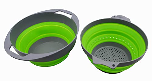 Zusammenklappbares Sieb- und Schüsselset aus TPE/PP. Faltbares Waschbecken – tragbare Geschirrspülwanne – platzsparende Aufbewahrung in der Küche
