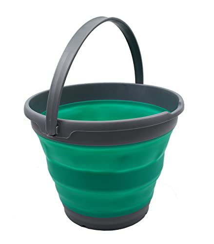 SAMMART 10L zusammenklappbarer Plastikeimer - Faltbare runde Wanne - Tragbarer Wassereimer zum Angeln - Platzsparender Outdoor-Wassertopf. Größe 31cm Durchmesser