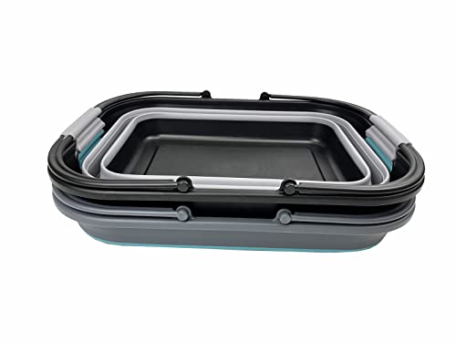 SAMMART 29L zusammenklappbare Wanne mit Griff – tragbarer Outdoor-Picknickkorb/Krater – faltbare Einkaufstasche – platzsparender Aufbewahrungsbehälter
