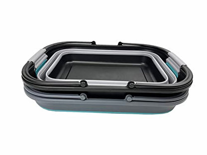 SAMMART 29L zusammenklappbare Wanne mit Griff – tragbarer Outdoor-Picknickkorb/Krater – faltbare Einkaufstasche – platzsparender Aufbewahrungsbehälter