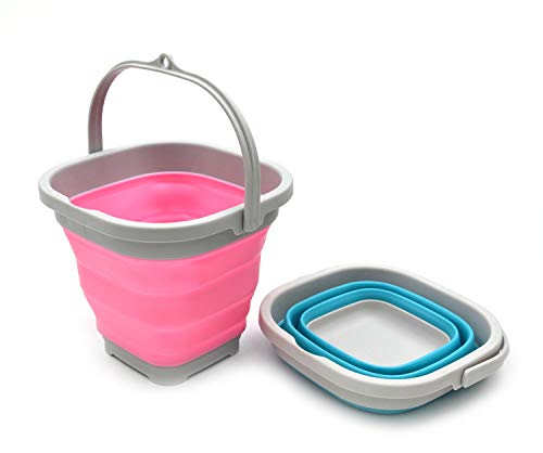 SAMMART 2,6L Super Mini quadratischer zusammenklappbarer Plastikeimer - Faltbare quadratische Wanne - tragbarer Angelwassereimer - platzsparender Wassertopf im Freien
