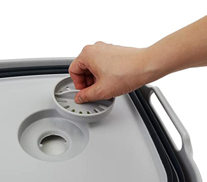 SAMMART 10L Faltschale mit Ablassschraube - Faltbares Waschbecken - Tragbare Geschirrspülwanne - Platzsparendes Küchenablagefach