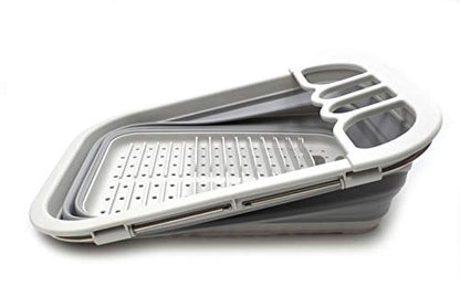 SAMMART erweiterbarer und zusammenklappbarer Abtropfgestell mit Abtropffläche - faltbares Wäscheständer-Set - tragbarer Geschirr-Organisator - platzsparende Küchenablage