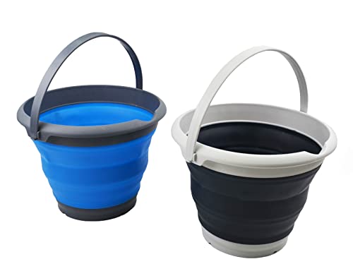 SAMMART 8.5L zusammenklappbarer Plastikeimer – Faltbare runde Wanne – tragbarer Wassereimer zum Angeln – platzsparender Outdoor-Wassertopf. Größe 31cm Durchmesser