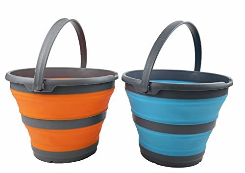 SAMMART 10L zusammenklappbarer Kunststoffeimer – Faltbare runde Wanne – tragbarer Angelwassereimer – platzsparender Outdoor-Wassertopf, Größe 33 cm Durchmesser