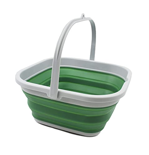 SAMMART 5,5 l zusammenklappbarer quadratischer handlicher Eimer/Faltbarer quadratischer Wassereimer/tragbare Wanne mit Griff.