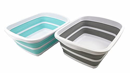 SAMMART 10L Faltbare Wanne – Faltbare Geschirrwanne – Tragbares Waschbecken – Platzsparende Kunststoff-Waschwanne