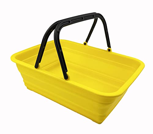 SAMMART 8L Zusammenklappbarer Korb mit Griff – Tragbarer Outdoor-Picknickkorb/Krater – Faltbare Einkaufstasche – Platzsparender Aufbewahrungsbehälter