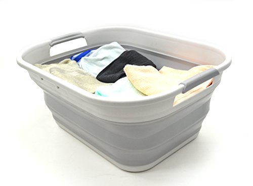 SAMMART 19.5L Collapsible Plastic Storage Basket-Foldable Pop Up Storage Container/Organizer - Portable Washing Tub, Water Capacity 14.5L